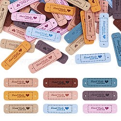 Microfiber Leather Labels, Handmade Embossed Tag, with Holes, for DIY Jeans, Bags, Shoes, Hat Accessories, Rectangle with Word Handmade, Mixed Color, 15x55mm, 54pcs/set(DIY-TA0003-14)