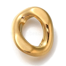 PVD Vacuum Plating 304 Stainless Steel Linking Rings, Textured Oval, Real 18K Gold Plated, 16x13x3mm, Inner Diameter: 9.5x6.5mm(STAS-P371-094G)