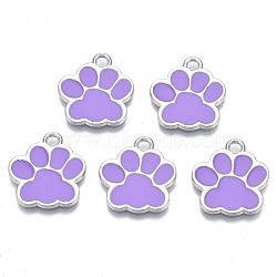 Alloy Enamel Pendants, Cadmium Free & Lead Free, Dog Paw Prints, Dark Violet, 17.5x16x1.5mm, Hole: 2mm(ENAM-T016-22P-D-RS)