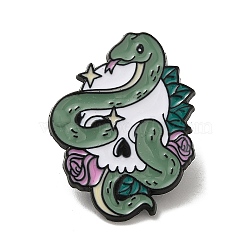 Enamel Pin, Alloy Brooches for Backpack Clothes, Snake, Dark Sea Green, 30x22x1.5mm(JEWB-H021-02EB-04)