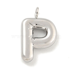 Non-Tarnish 304 Stainless Steel Pendants, Letter Charm, Stainless Steel Color, Letter P, 17x10.5x3mm, Hole: 2mm(STAS-C102-15P-P)