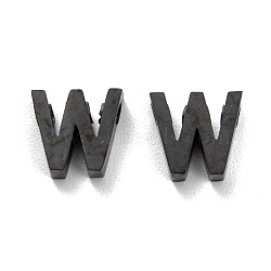 304 Stainless Steel Charms, Alphabet, Electrophoresis Black, Letter.W, 8x8.5x3mm, Hole: 1.8mm(STAS-K216-41W-EB)