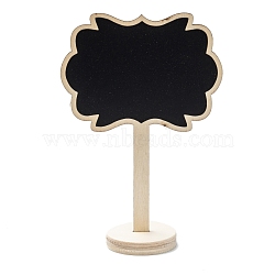 Flower Boxwood Mini Chalkboard Signs, with Support Easels, for Wedding & Birthday Party Decoration, Black, 14.5x10x0.35cm, Pedestal: 4.5x0.9mm, Hole: 11x3.5mm, 2pcs/set(WOOD-F010-03)