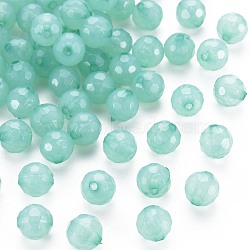 Transparent Acrylic Beads, Dyed, Faceted, Round, Medium Aquamarine, 8x7.5mm, Hole: 1.6mm, about 1810pcs/500g(TACR-S154-62E-02)