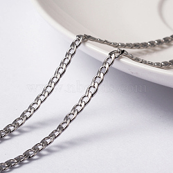 304 Stainless Steel Twisted Chain Curb Chains, Unwelded, with Spool, Stainless Steel Color, 4~5x3x0.8mm, about 32.8 Feet(10m)/roll(CHS-H007-29P)