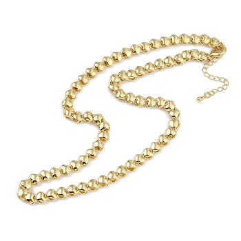 Rack Plating Brass Heart Link Chain Necklaces for Women, Long-Lasting Plated, Lead Free & Cadmium Free, Real 18K Gold Plated, 16.18 inch(41.1cm)