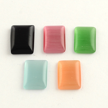 Rectangle Cat Eye Cabochons, Mixed Color, 14x9x2.5mm