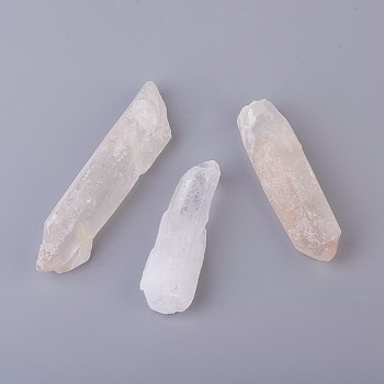 Natural Quartz Crystal Beads, No Hole/Undrilled, Nuggets, White, 70~125x20~38mm