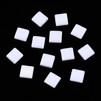 Opaque Acrylic Slide Charms, Square, White, 5.2x5.2x2mm, Hole: 0.8mm.