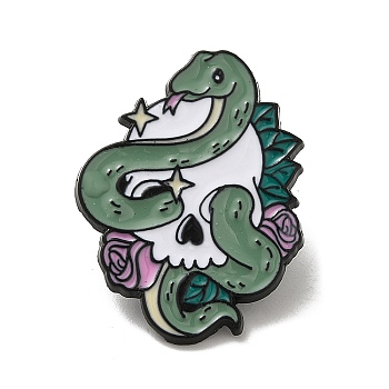 Enamel Pin, Alloy Brooch for Backpack Clothes, Snake, Dark Sea Green, 30x22x1.5mm
