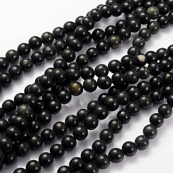 Gemstone Beads Strands, Natural Serpentine/Green Lace Stone, Round, Olive Drab, 8mm, Hole: 1mm, about 45pcs/strands, 15 inch