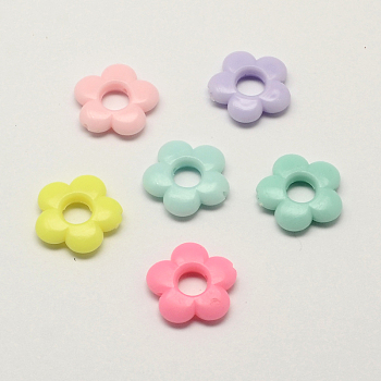 Opaque Acrylic Flower Bead Frames, Mixed Color, 19x4mm, Hole: 2mm, Inner diameter: 6mm, about 640pcs/500g