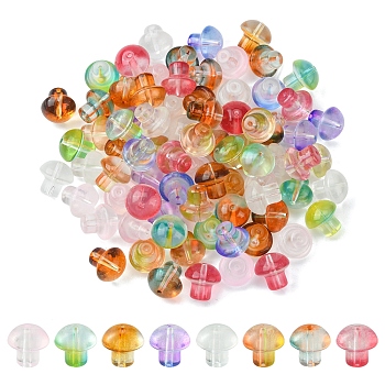 80Pcs 8 Colors Transparent Glass Beads, Mushroom, Mixed Color, 13.5x13.5mm, Hole: 1.6mm, 10pcs/color