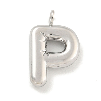 Non-Tarnish 304 Stainless Steel Pendants, Letter Charm, Stainless Steel Color, Letter P, 17x10.5x3mm, Hole: 2mm