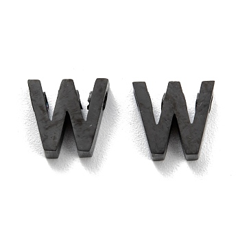 304 Stainless Steel Charms, Alphabet, Electrophoresis Black, Letter.W, 8x8.5x3mm, Hole: 1.8mm