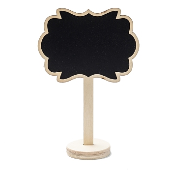 Flower Boxwood Mini Chalkboard Signs, with Support Easels, for Wedding & Birthday Party Decoration, Black, 14.5x10x0.35cm, Pedestal: 4.5x0.9mm, Hole: 11x3.5mm, 2pcs/set