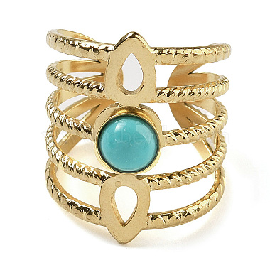 Synthetic Turquoise Finger Rings(RJEW-U027-08G-03)-2