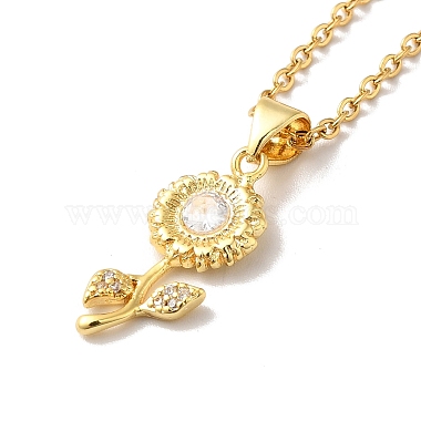 Clear Cubic Zirconia Flower of Life Pendant Necklace & Diamond Stud Earrings(SJEW-M099-06G)-2