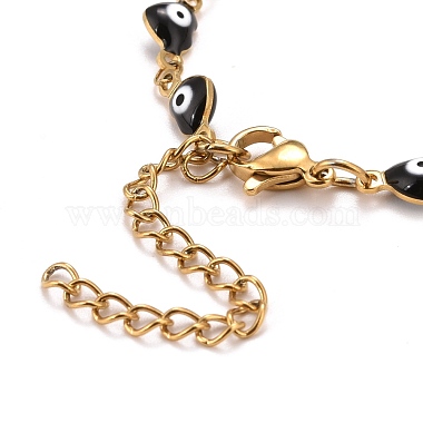 Enamel Heart with Evil Eye Link Chains Bracelet(BJEW-P271-07G-03)-3