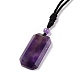 Adjustable Natural Amethyst Rectangle Pendant Necklace with Nylon Cord for Women(NJEW-L171-03C)-3