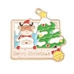 Christmas Alloy Enamel Pendants, Light Gold, Santa Claus, 33x32.5x1.3mm, Hole: 1.8mm(ENAM-B035-02N-15KCG)