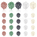 30Pcs 5 Colors Baking Paint Alloy Pendants, for DIY Accessories, Lead Free & Cadmium Free, Monstera Leaf, Mixed Color, 21x17x1mm, Hole: 1.6mm, 6pcs/color(ENAM-PH0001-86)
