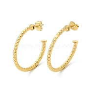 Vacuum Plating 304 Stainless Steel Ring Stud Earrings, Half Hoop Earrings for Women, Golden, 30x2~4mm(EJEW-D057-01G)