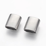 201 Stainless Steel Slide Charms, Oval, Stainless Steel Color, 10x9x4.5mm, Hole: 3.5x7.5mm(X-STAS-G187-29P-B)