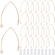 40Pcs 304 Stainless Steel Earring Hooks, Ear Wire, with Horizontal Loop, 80Pcs Plastic Ear Nuts, Golden, 4~40x4~24x0.9~4mm, Hole: 1~2mm, 19 Gauge, Pin: 0.9mm(STAS-SP0001-40G)