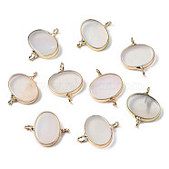 Natural Agate Links Connectors, with Light Gold Plated Brass Findings, Oval, 20x16x3mm, Hole: 2mm(G-Q998-007)