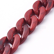 Handmade Acrylic Curb Chains, Imitation Gemstone, for Handbag Chain Making, Dark Red, Link: 23x16.5x5mm, 39.37 inch(1m)/strand(AJEW-JB00679-03)