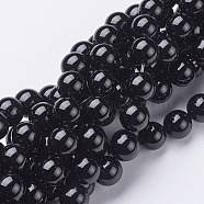 Natural Black Onyx Round Beads Strands, Grade A, Dyed, about 10mm, Hole: 1mm, about 37~39pcs/strand, 15 inch(X-GSR10mmC097)