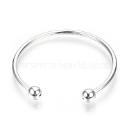 Alloy Cuff Bangle European Style Jewelry Making, Silver Color Plated, 54mm(2-1/8 inch)(PALLOY-Q313-03)