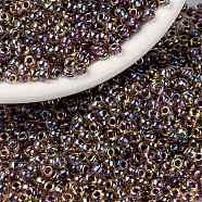 MIYUKI Round Rocailles Beads, Japanese Seed Beads, 8/0, (RR342) Berry Lined Light Topaz AB, 3mm, Hole: 1mm, about 422~455pcs/10g(X-SEED-G008-RR0342)