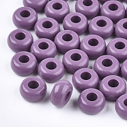 Opaque Acrylic European Beads, Large Hole Beads, Rondelle, Old Rose, 13x7mm, Hole: 5mm, about 700pcs/500g(SACR-T344-06E)