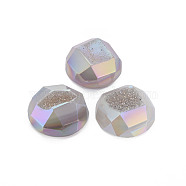 Natural Agate Crystal Cabochons, Faceted, AB Color, Half Round, 28~29x11mm(G-N0326-90)