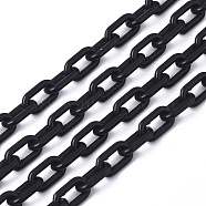 Opaque Acrylic Cable Chains, Oval, Black, 13x8x2mm, 19.68 inch(50cm)/strand(X-SACR-N010-002A)