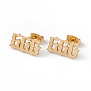 Angel Number Earrings, 304 Stainless Steel Stud Earrings for Women, Num.6, 7x14mm, Pin: 0.7mm(EJEW-F286-01H-G)