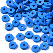 Handmade Polymer Clay Beads, Disc/Flat Round, Heishi Beads, Blue, 4x1mm, Hole: 1mm, about 55000pcs/1000g(CLAY-R067-4.0mm-B33)
