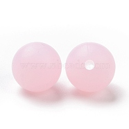 Luminous Silicone Beads, Chewing Beads For Teethers, DIY Nursing Necklaces Making, Round, Pearl Pink, 12x11.5mm, Hole: 2mm(SIL-A003-01C)