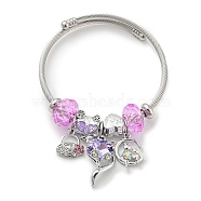 Stainless Steel European Bracelet, Charm Bracelet for Women, Moon, Inner Diameter: 2-3/8~2-3/4 inch(6~7cm)(OQ8559-8)