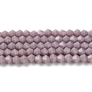 Opaque Solid Color Imitation Jade Glass Beads Strands, Faceted, Bicone, Medium Purple, 4x4mm, Hole: 0.8mm, about 87~98pcs/strand, 12.76~14.61 inch(32.4~37.1cm)(GLAA-F029-P4mm-13)