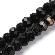 Natural Black Tourmaline Beads Strands, Faceted, Rondelle, 8x6mm, Hole: 1mm, about 63~64pcs/strand, 14.96''~15.35''(38~39cm)(G-K380-A06-01)