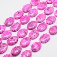 Oval Natural Crazy Lace Agate Bead Strands, Dyed, Deep Pink, 30x20x6mm, Hole: 1mm, about 12pcs/strand(G-L419-74-01)