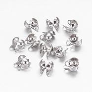 304 Stainless Steel Bead Tips, Calotte Ends, Clamshell Knot Cover, Stainless Steel Color, 6x4mm, Hole: 1mm(STAS-E129-01P)