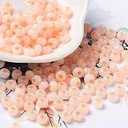 Imitation Jade Glass Seed Beads, Luster, Dyed, Round, Light Salmon, 5.5x3.5mm, Hole: 1.5mm(SEED-Z001-A-A08)