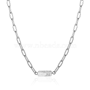 Natural Howlite Column Pendant Necklace with Stainless Steel Chains, Stainless Steel Color(WO3048-2)