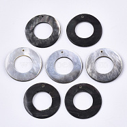 Natural Black Lip Shell Pendants, Ring, 29~30x2~3mm, Hole: 1.5mm(SHEL-N026-62)
