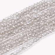 Transparent Glass Beads Strands, Faceted, Rondelle, Light Grey, 3x2mm, Hole: 0.8mm, about 185~190pcs/strand, 14.9~16.9 inch(38~44cm)(GLAA-F076-B04)