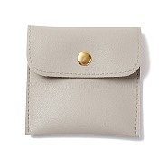PU Imitation Leather Jewelry Storage Bags, with Golden Tone Snap Buttons, Square, Light Grey, 7.9x8x0.75cm(ABAG-P006-01A-08)